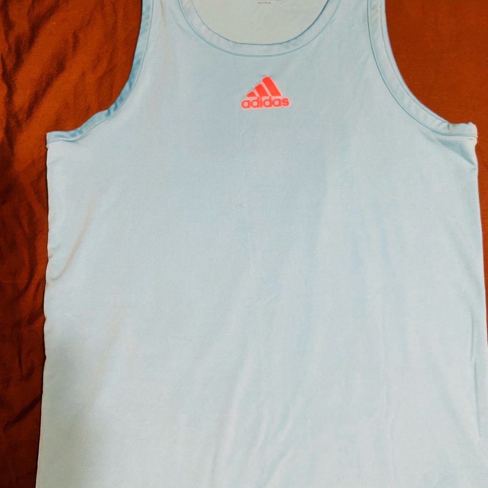 Adidas Sky Blue Tank with Vibrant Red Logo - Picture 2 of 6